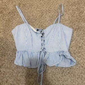 Forever 21 Blue and White Striped Crop Top